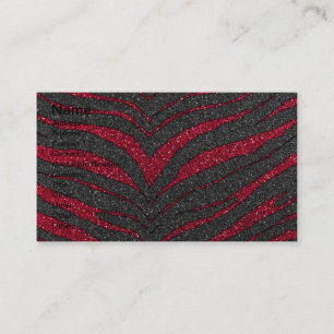 Red Glitter Zebra Print Business Card
