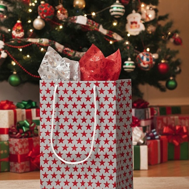 Red glitters stars  medium gift bag (Creator Uploaded)