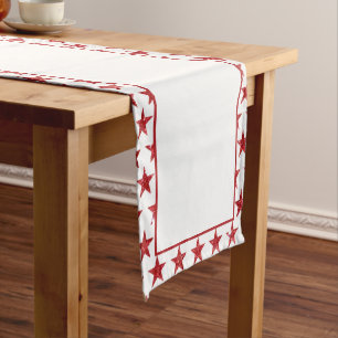 Red glitters stars short table runner