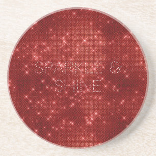 Red Glitzy Chic Glam Sparkle Coaster