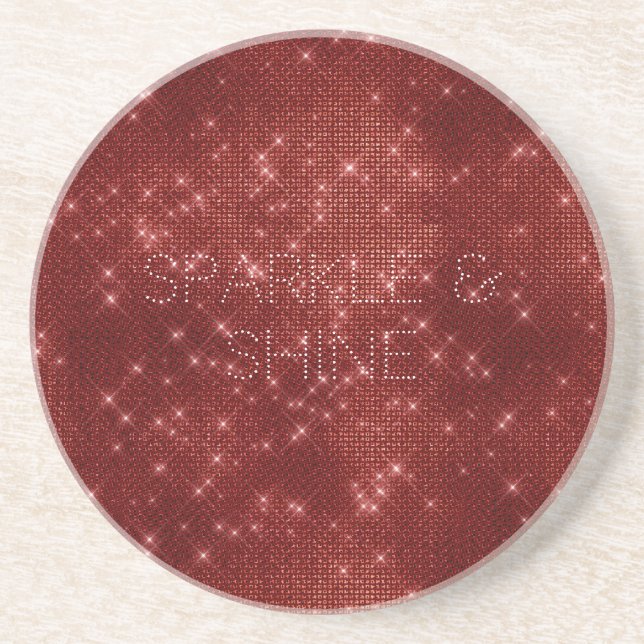 Red Glitzy Chic Glam Sparkle Coaster (Front)