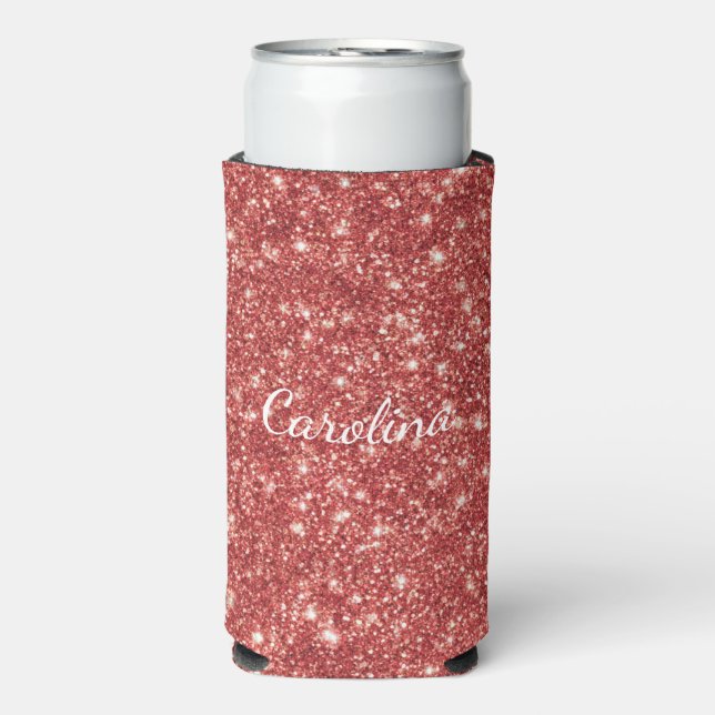 Red Glitzy Glitter Seltzer Can Cooler (Seltzer Front)