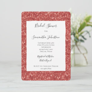 Red Glitzy Glitter Sparkle Bridal Shower Invitation