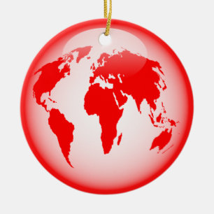 Red Glossy Globe Ceramic Ornament
