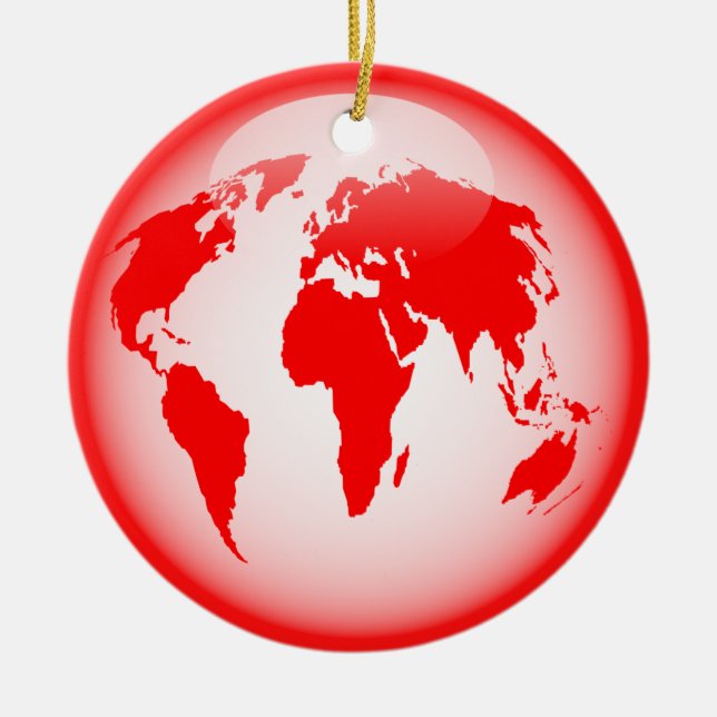 Red Glossy Globe Ceramic Ornament (Front)