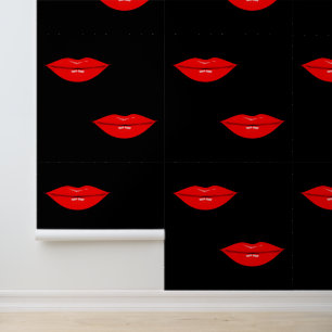 Red Glossy Lips Custom Colour Black Wallpaper