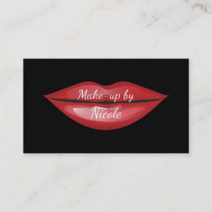 Red Glossy Lips Kiss Chic Modern Glam Beauty Business Card