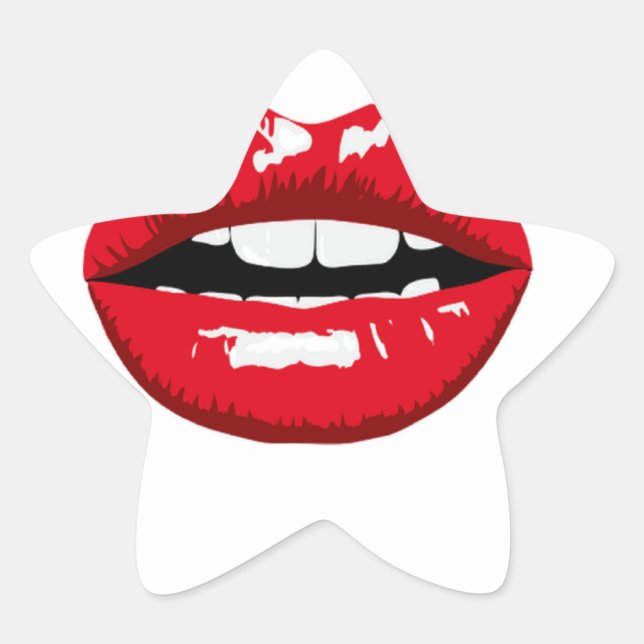 Red glossy lips star sticker (Front)