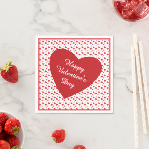 Red glossy passion hearts, cute romantic pattern napkin