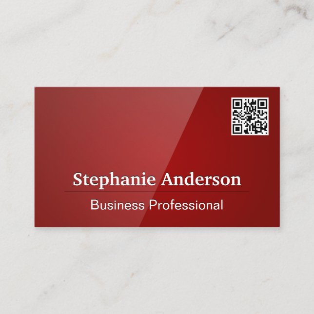 Red Glossy | QR Code Business Card (Front)