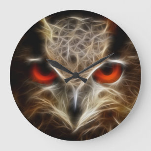 Red glow eyes owl Large Clock