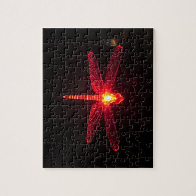 Red Glowing Dragonfly Jigsaw Puzzle (Vertical)