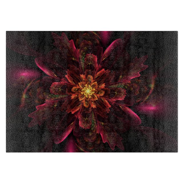Red glowing flower  cutting board (Front)
