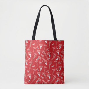 red glowing jelly fish pattern tote bag