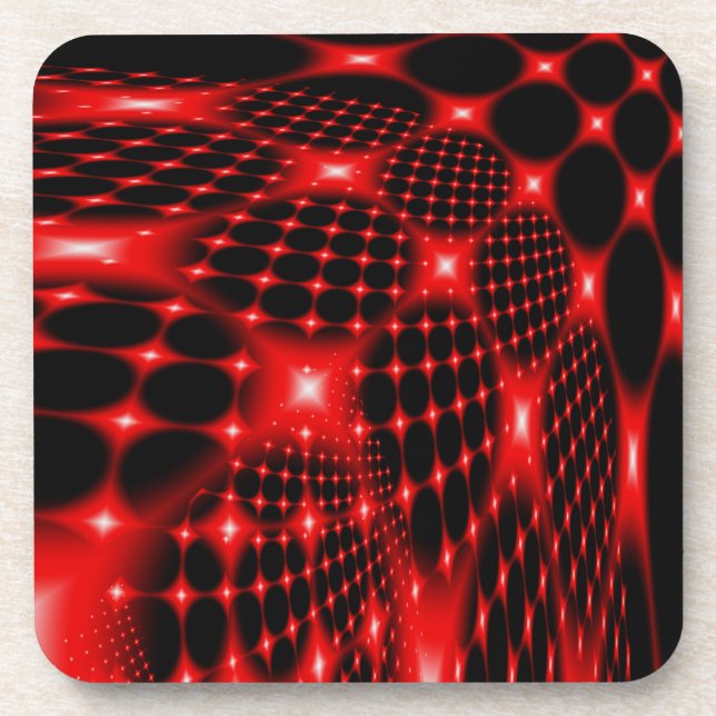 Red glowing net fractal coaster (Front)