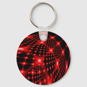 Red glowing net fractal key ring