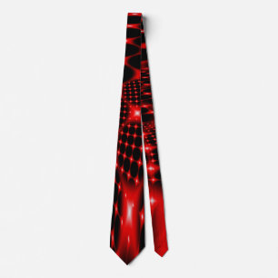 Red glowing net fractal tie