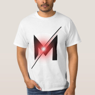 Red Glowing Slash Letter M Monogram T-Shirt