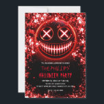 Red Glowing Smiling Face Cinders Halloween Party Invitation<br><div class="desc">Customise for any event</div>