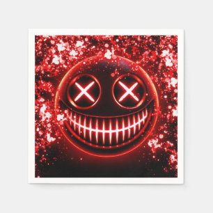 Red Glowing Smiling Face Cinders Halloween Party Napkin