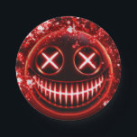 Red Glowing Smiling Face Cinders Halloween Party Paper Plate<br><div class="desc">Customise with any text. Matching items are available.</div>