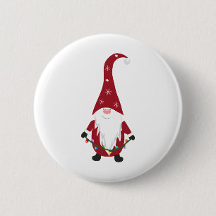 Red gnome 6 cm round badge