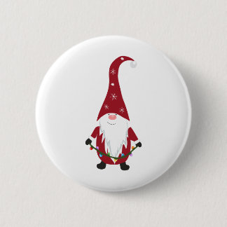 Red gnome 6 cm round badge