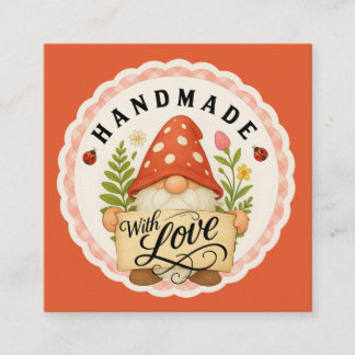 Red Gnome Handmade With Love Small Business Enclosure Card