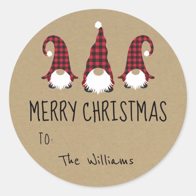 Red Gnome Merry Christmas Sticker (Front)