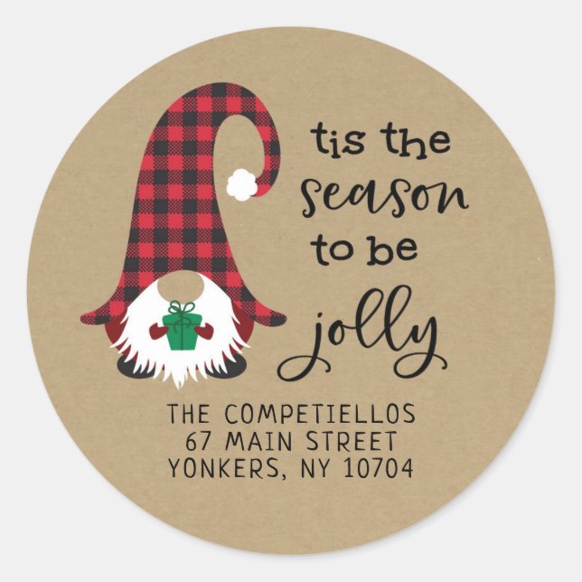 Red Gnome Tis The Season Return Address Label (Front)