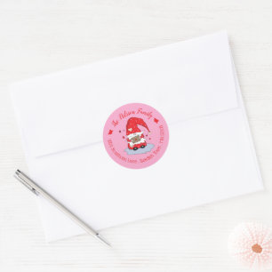 Red Gnome with hearts Pink Envelope Seal Stickers