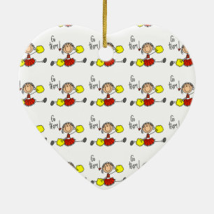 Red Go Team Cheerleader Ceramic Ornament