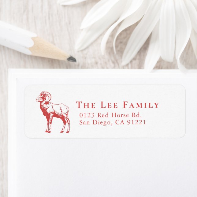 Red Goat Zodiac Return Address Label (Insitu)