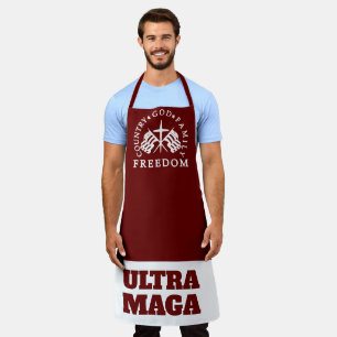 red God Family Country Freedom ULTRA MAGA Apron