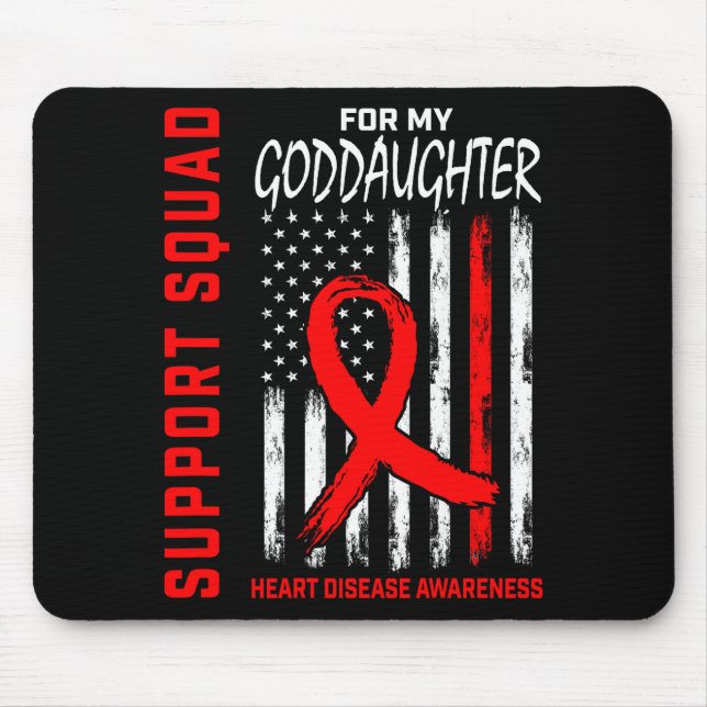 Red Goddaughter Heart Disease Awareness Flag Graph Mouse Pad (Front)