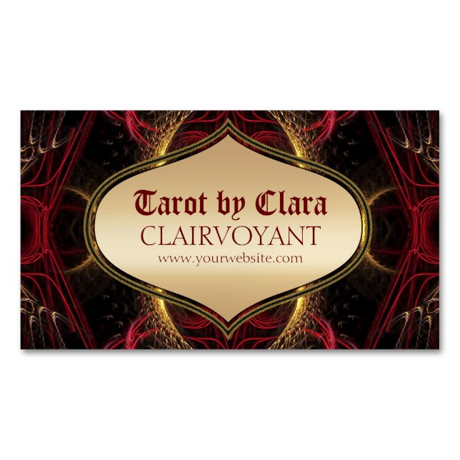 Red Goddess Temple Tarot  Magnetic Business Card (Front)