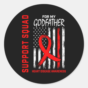 Red Godfather Heart Disease Awareness Flag Graphic Classic Round Sticker