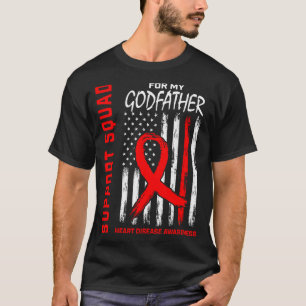 Red Godfather Heart Disease Awareness Flag Graphic T-Shirt