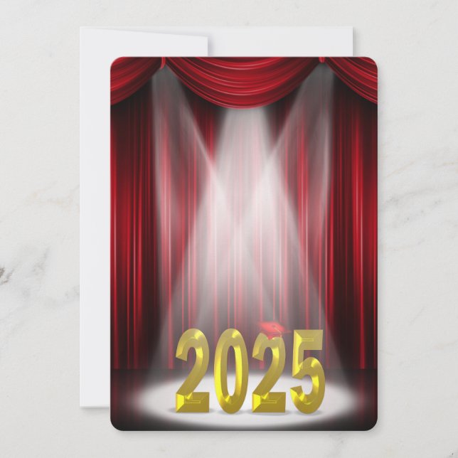 Red & Gold 2025 Graduation in Spotlight Invitation (Front)