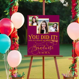 Red Gold 2026 Graduation Multi Photo Keepsake Print