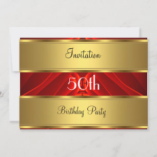 Red Gold 50th Birthday Party Invitation
