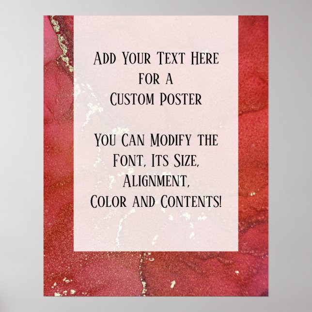 Red & Gold Abstract Alcohol Ink Fluid Art DIY Poster (Front)