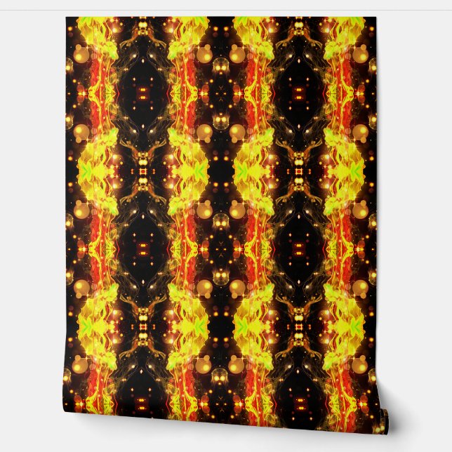 Red Gold and Black Abstract Pattern Wallpaper (Unrolling)