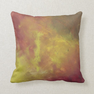 Red Gold and Green Abstract Oil Painting Cushion
