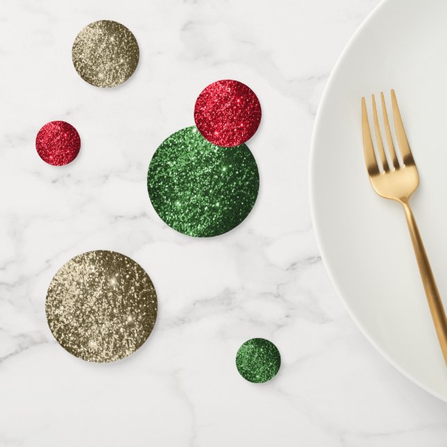 Red, Gold and Green Glitter Confetti (Group)
