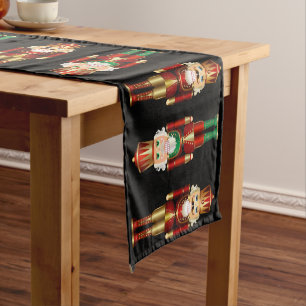 Red Gold and Red Gold Green Nutcrackers Medium Table Runner