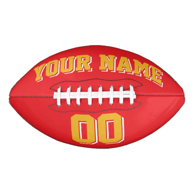 RED GOLD AND WHITE Custom Football (Front)