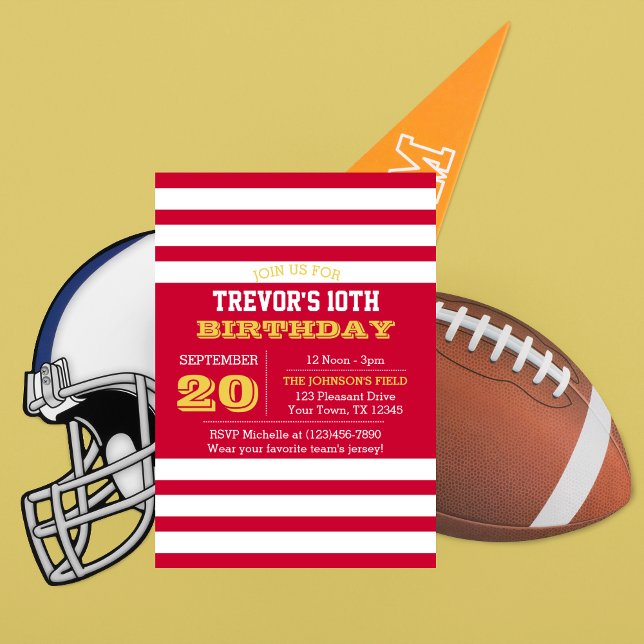 Red Gold and White Team Birthday Invitation (Creator Uploaded)