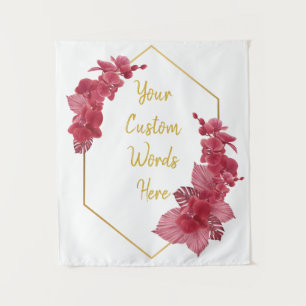 Red & Gold Anniversary Party Photo Booth Backdrop Tapestry