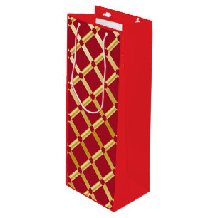 Red & Gold Arabesque Wine Gift Bag